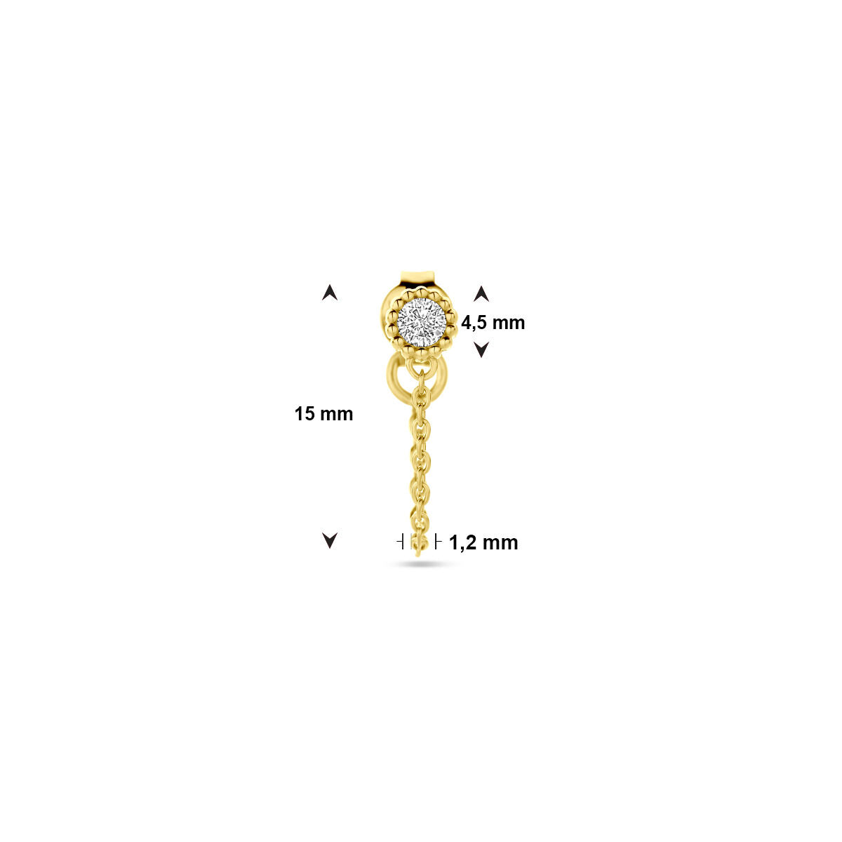 puce d'oreille en zircone 1 micron argent plaqué or (jaune)