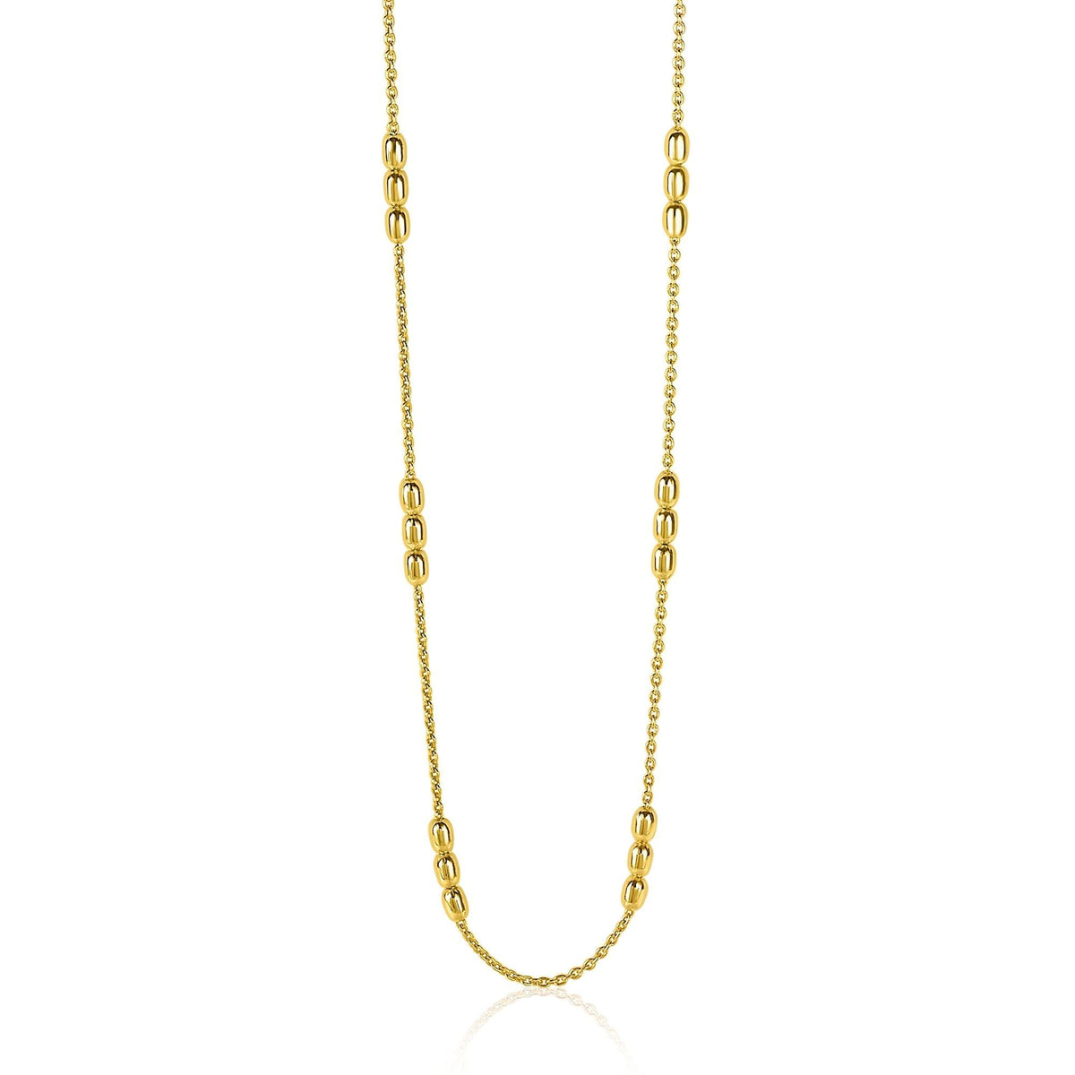 Collier doré avec des maillons ovales et ronds alternés.
