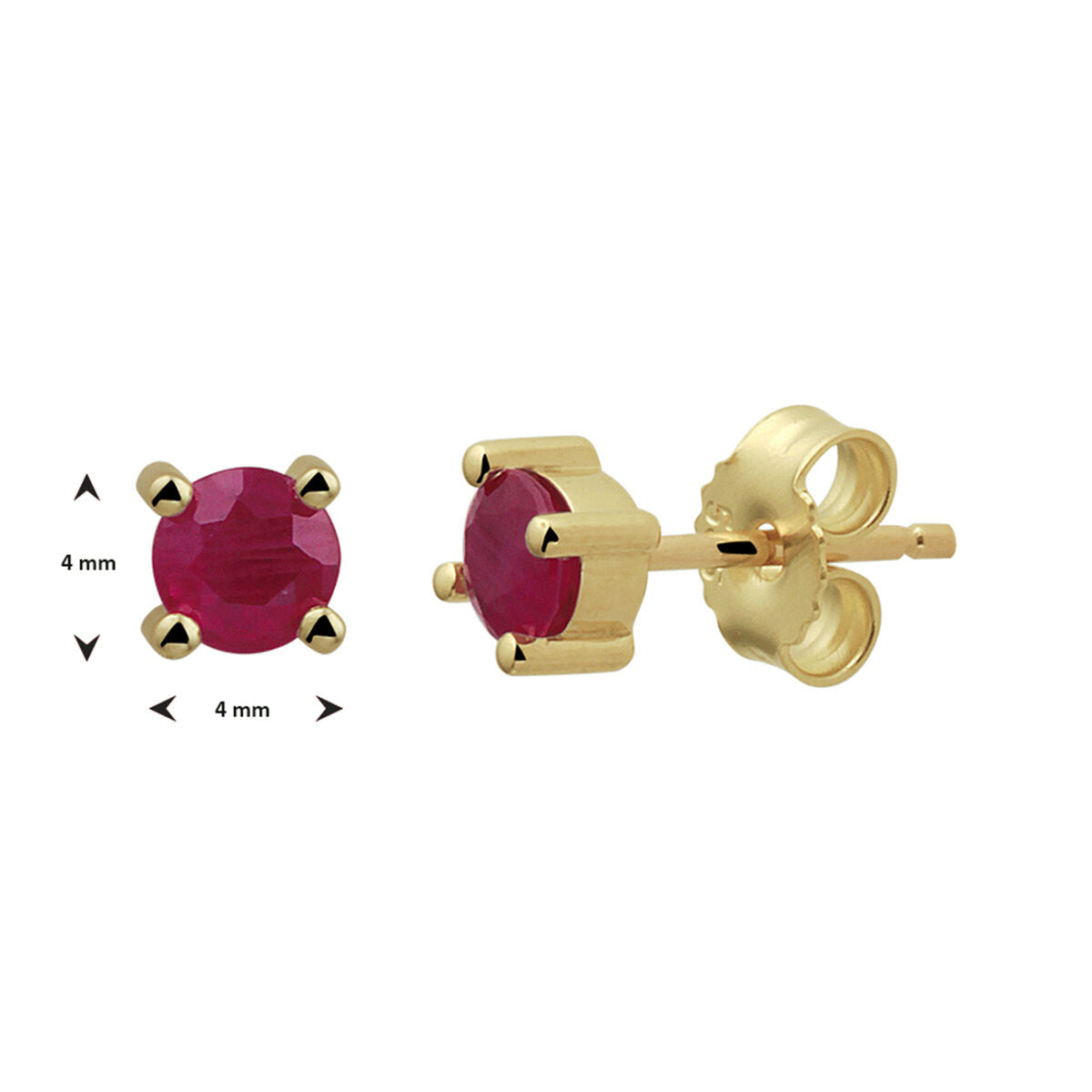 puces d'oreilles rubis 14K or jaune