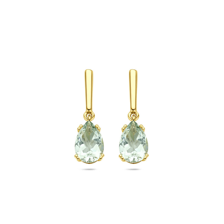 oorhangers groen amethist 20 mm 14K geelgoud