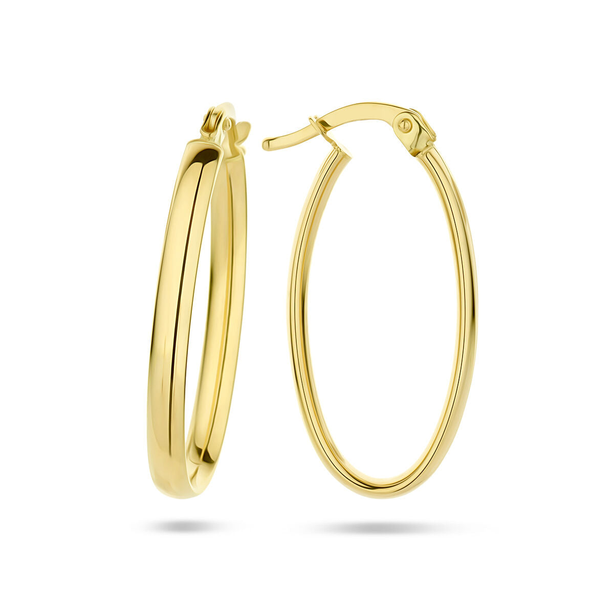 créoles ovales demi-rondes tube 14K or jaune