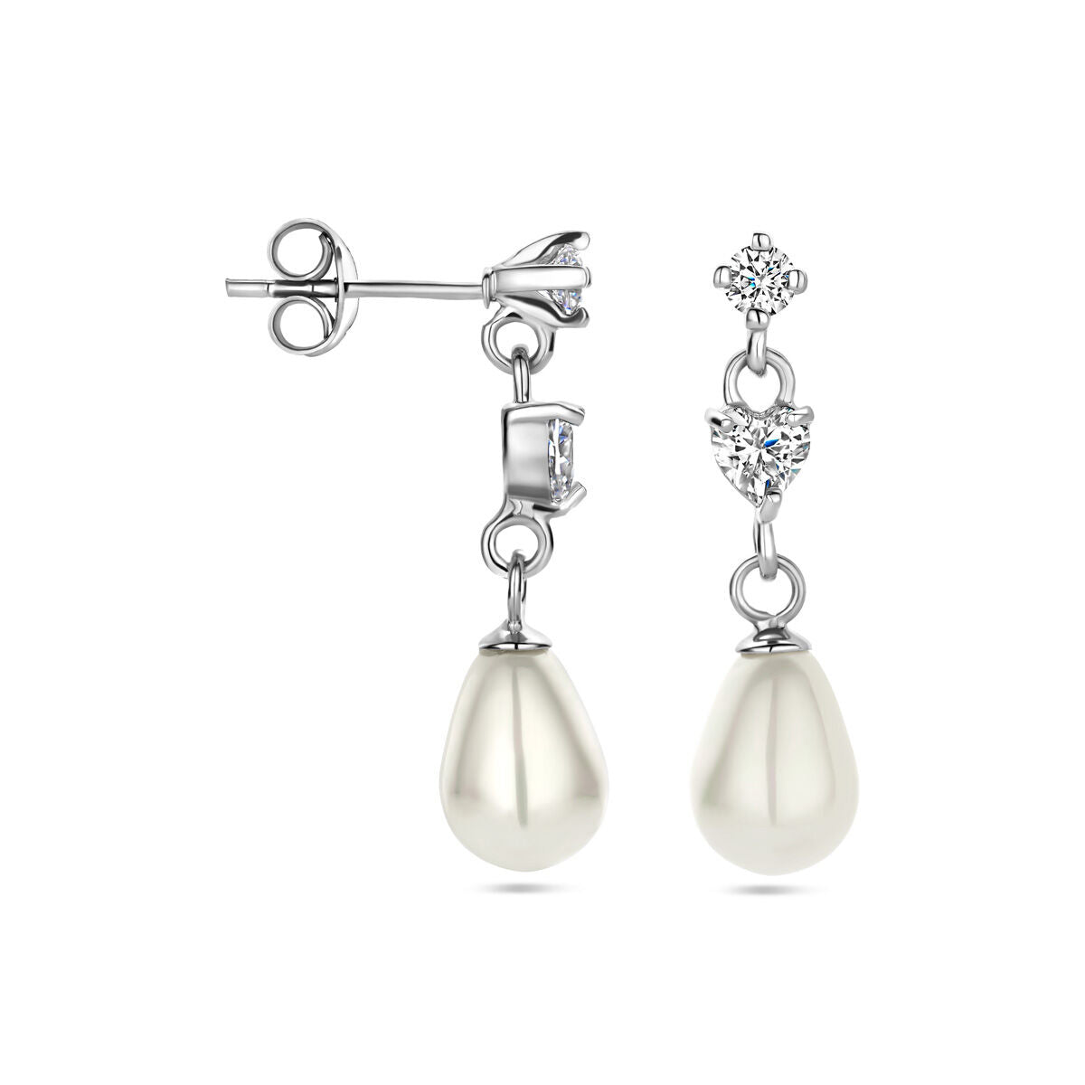 boucles d'oreilles perle zircone argent rhodié