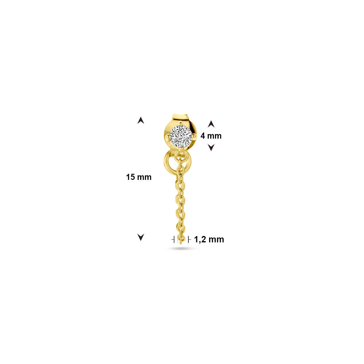 puce d'oreille en zircone 1 micron argent plaqué or (jaune)