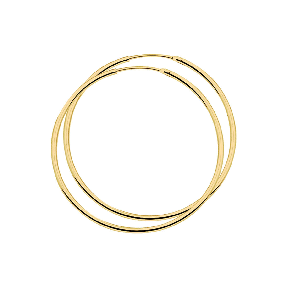 Boucles d'oreilles en tube rond de 1,5 mm, plaquées argent en or jaune.