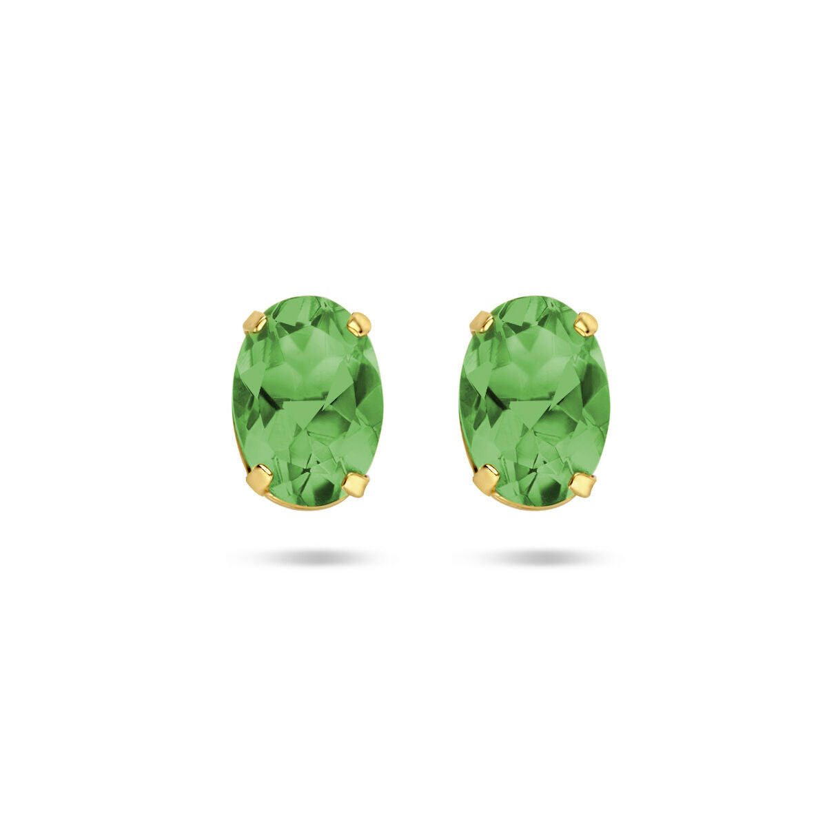 Boucles d'oreilles en or jaune 14K avec des pierres ovales en agate verte.
