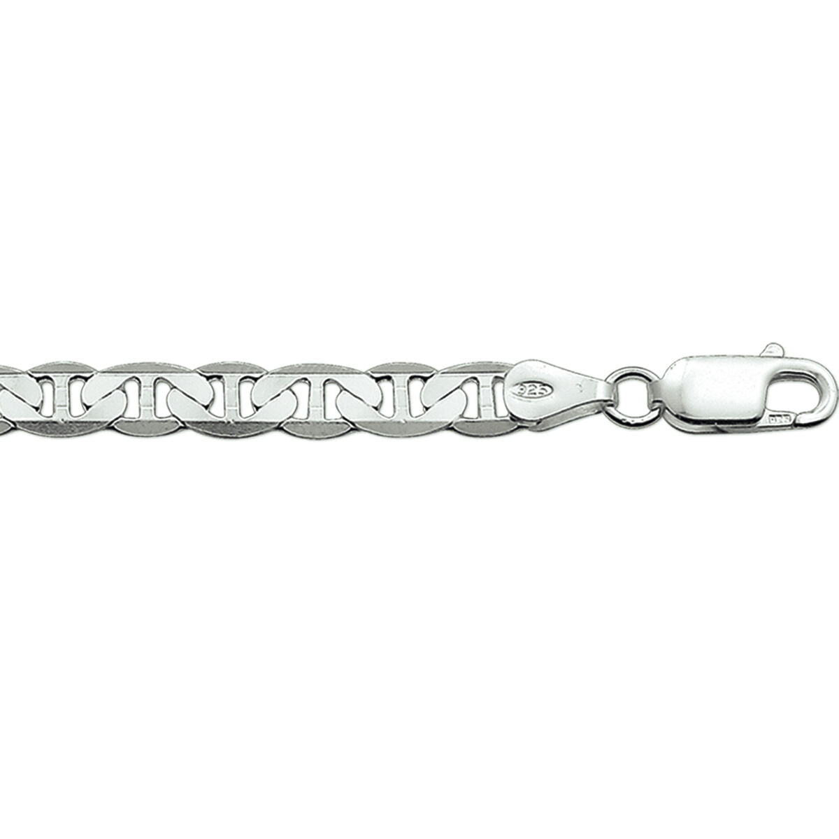 Bracelet en argent rhodié de 5,5 mm avec maillons plats et fermoir.