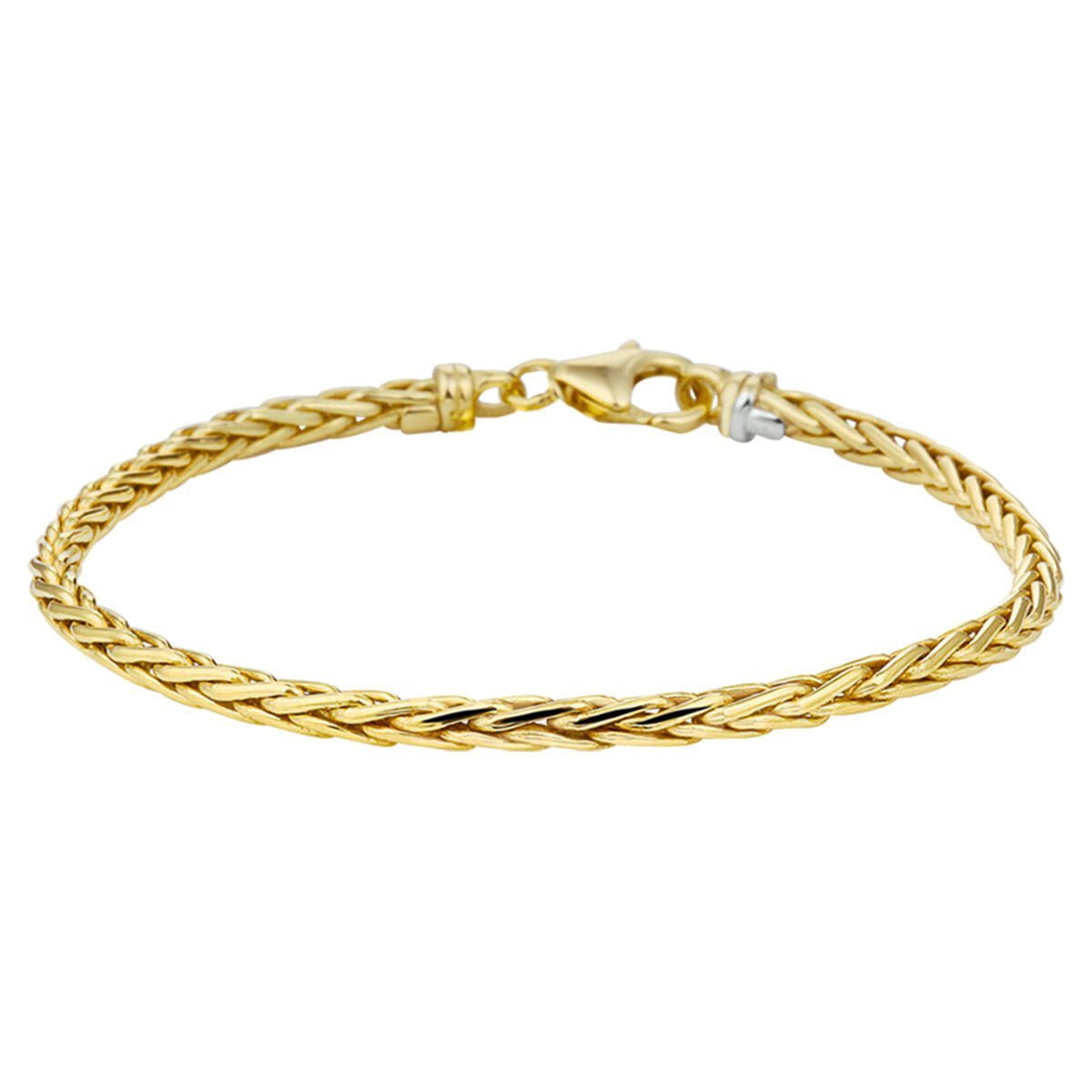 Bracelet en or avec noyau en argent, maillon en queue de renard, finition tressée.