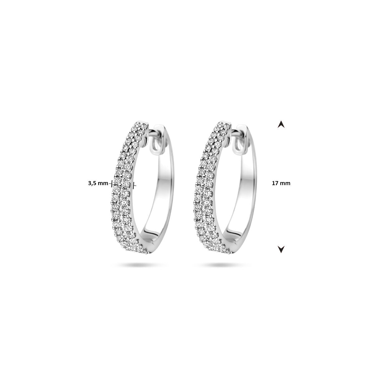 créoles diamant h si 3,5 mm tube or blanc 14K