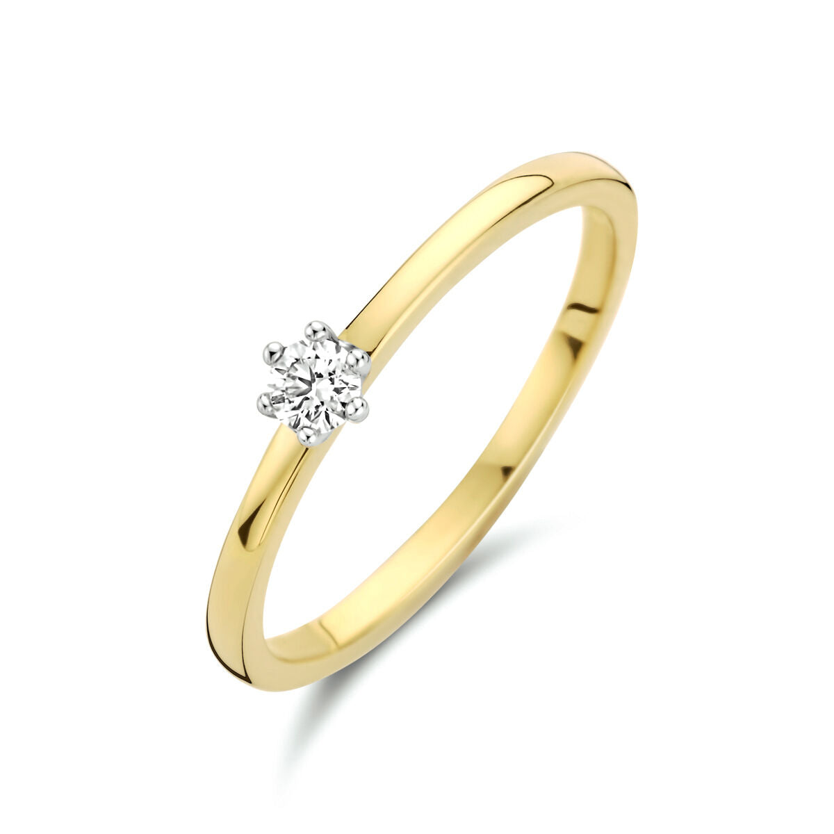 Bague en or bicolore jaune et blanc avec un diamant de 0,10 ct.