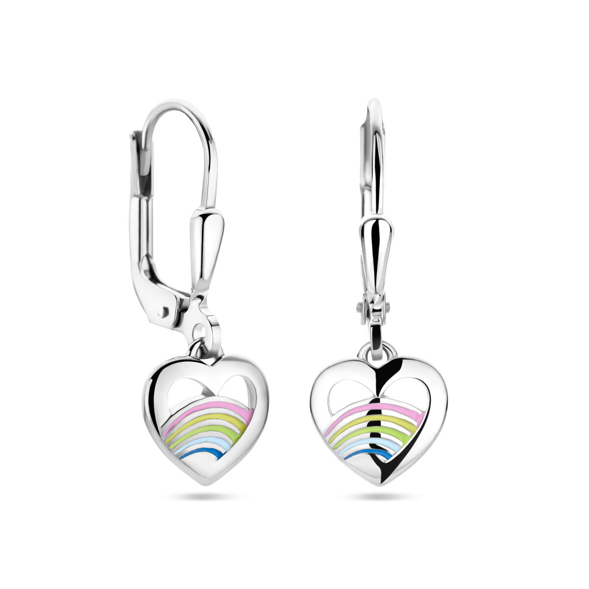 boucles d'oreilles cœur émail argent rhodié