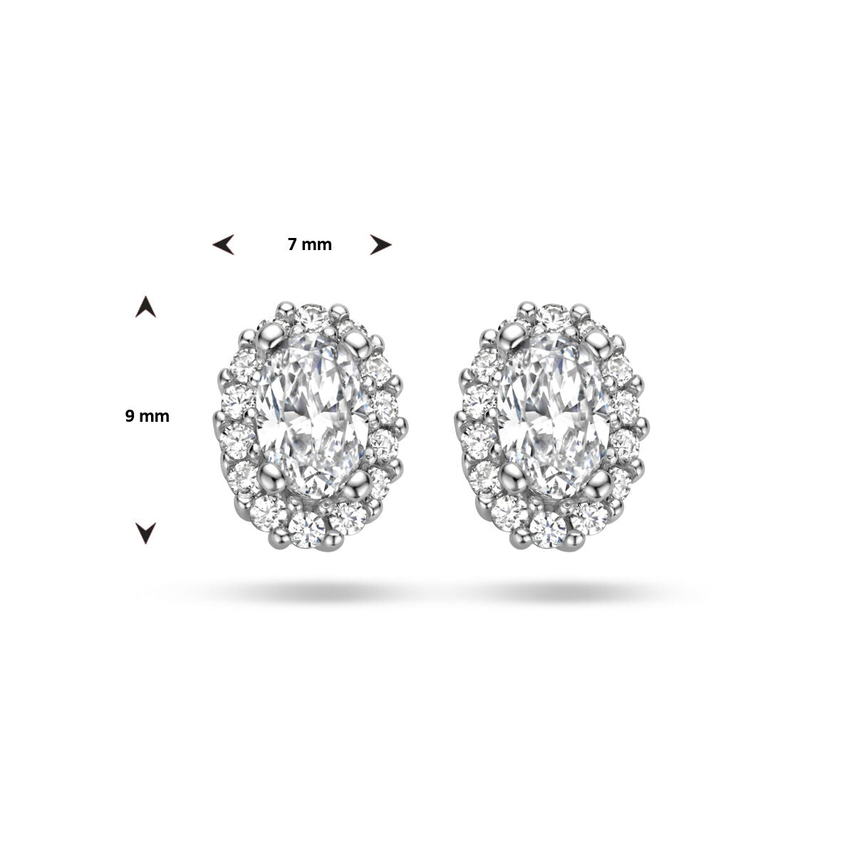 puces d'oreilles zircone halo argent rhodié