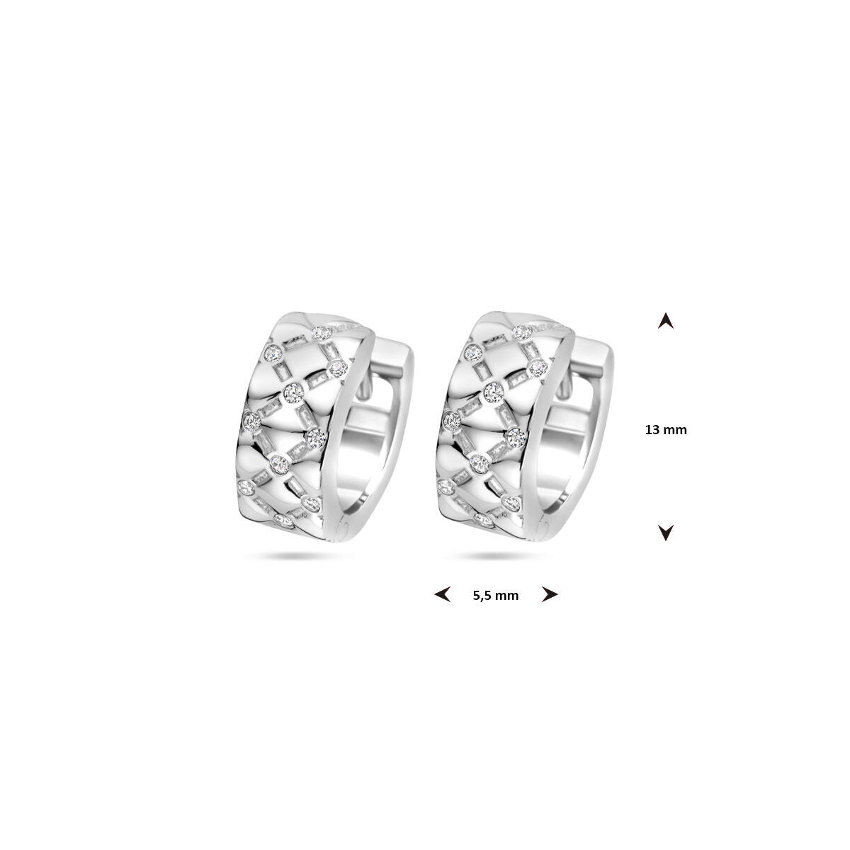 créoles zircone 13 mm argent rhodié