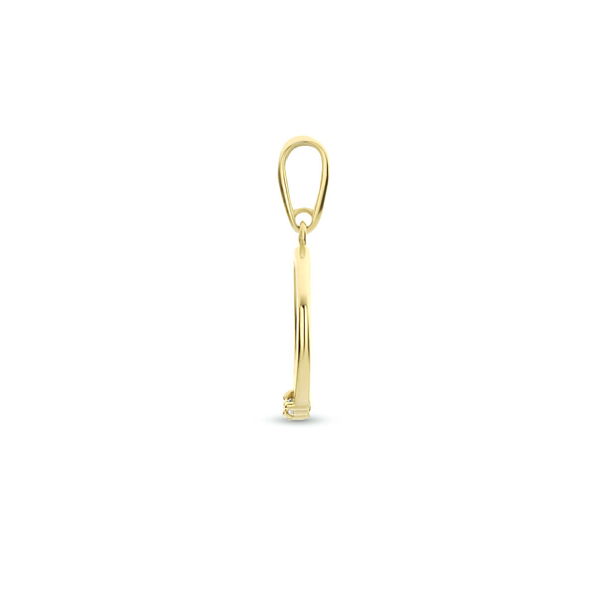 pendentif rond zircone or jaune 14K