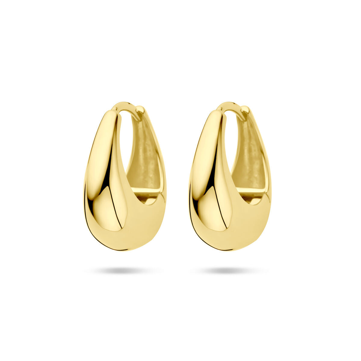 Boucles d'oreilles en argent doré, forme goutte, finition lisse, 19 mm.