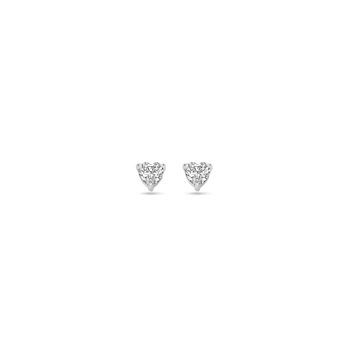 puces d'oreilles cœur zircone 3,5 mm argent rhodié