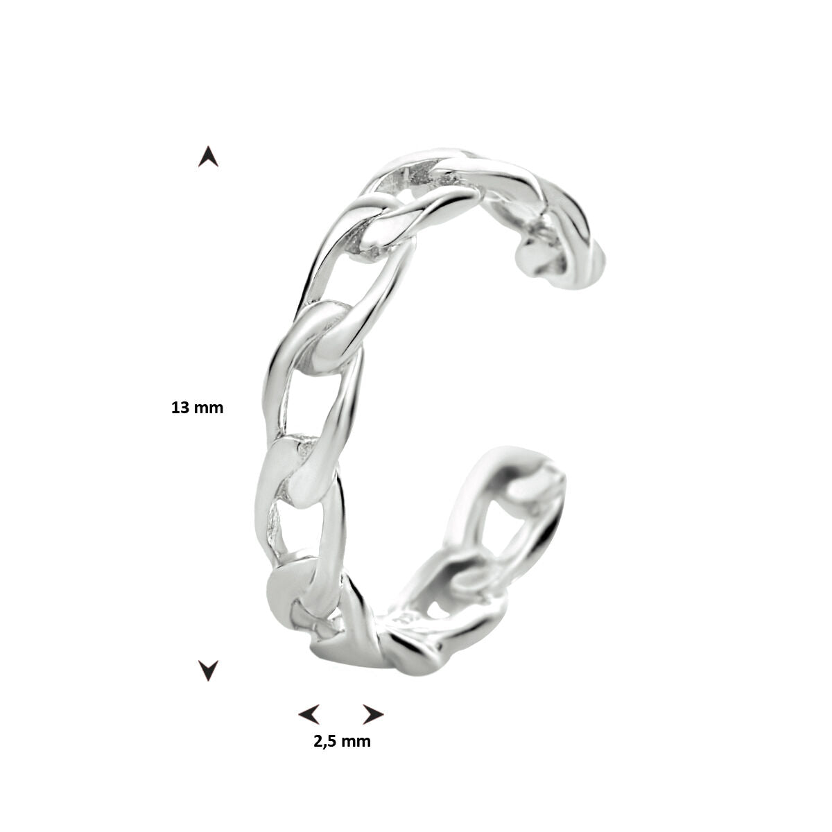 earcuff maille argent rhodié