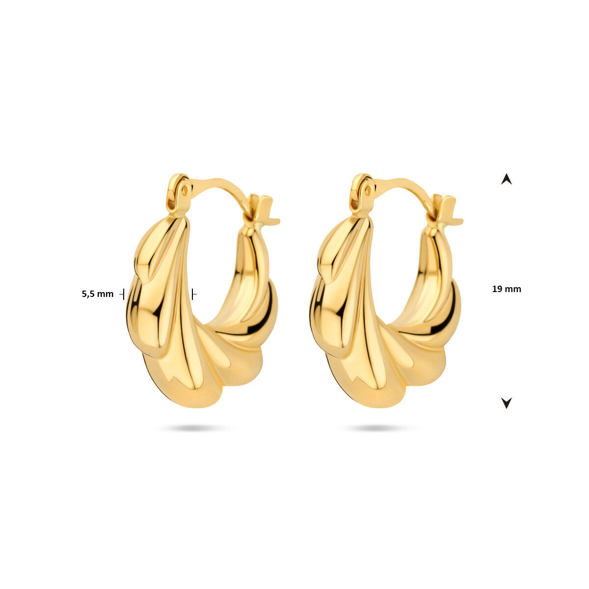 créoles 19 mm or jaune 14K
