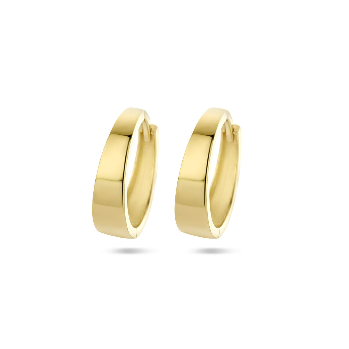 Boucles d'oreilles en or jaune 14K, de forme ronde et lisse avec une finition brillante.