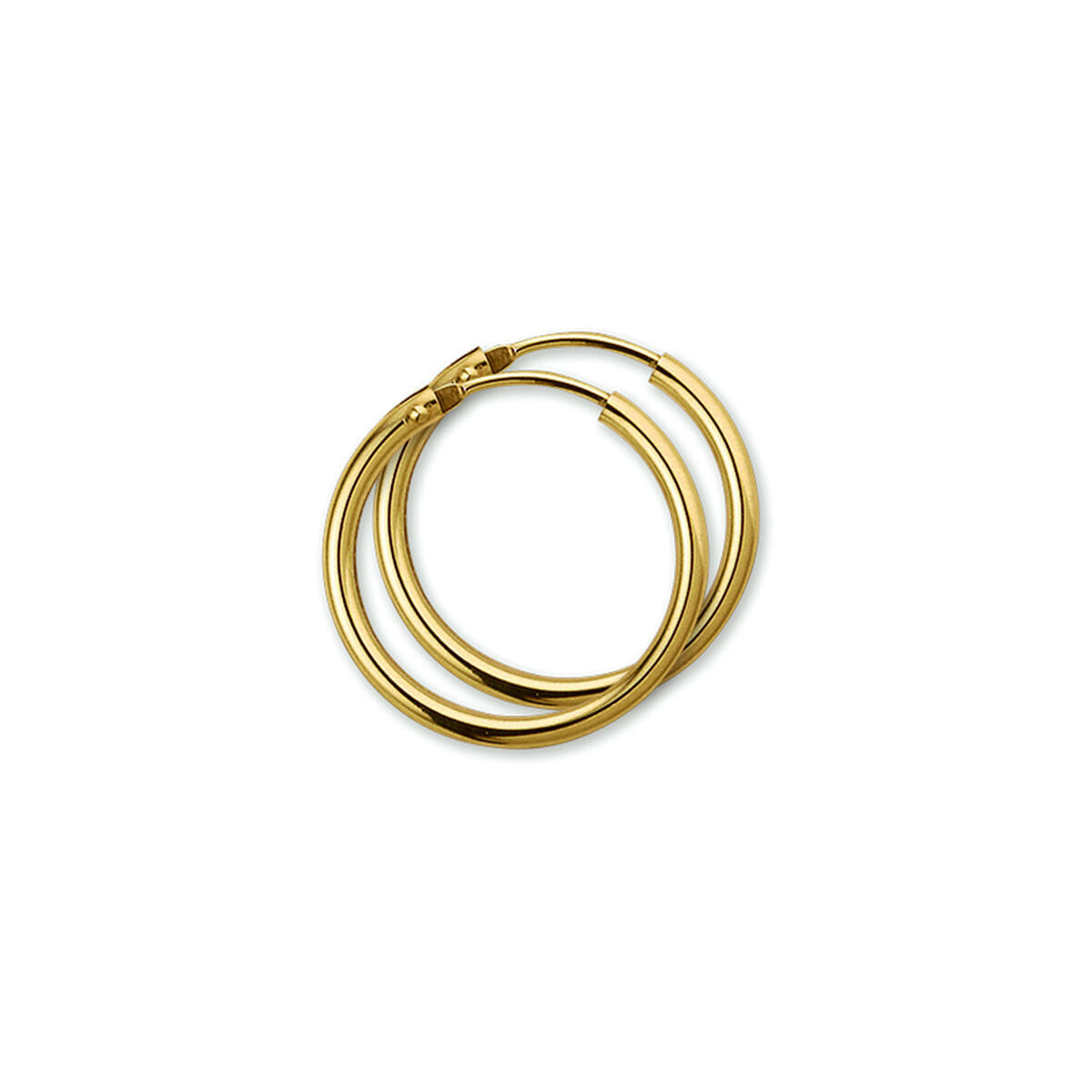 Boucles d'oreilles en or jaune 14K, de forme ronde et lisse, avec un design simple.