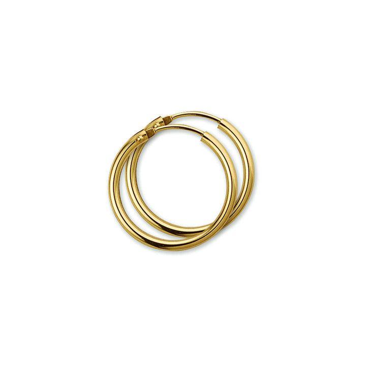 Boucles d'oreilles en or jaune 14K, de forme ronde et lisse, avec un design simple.