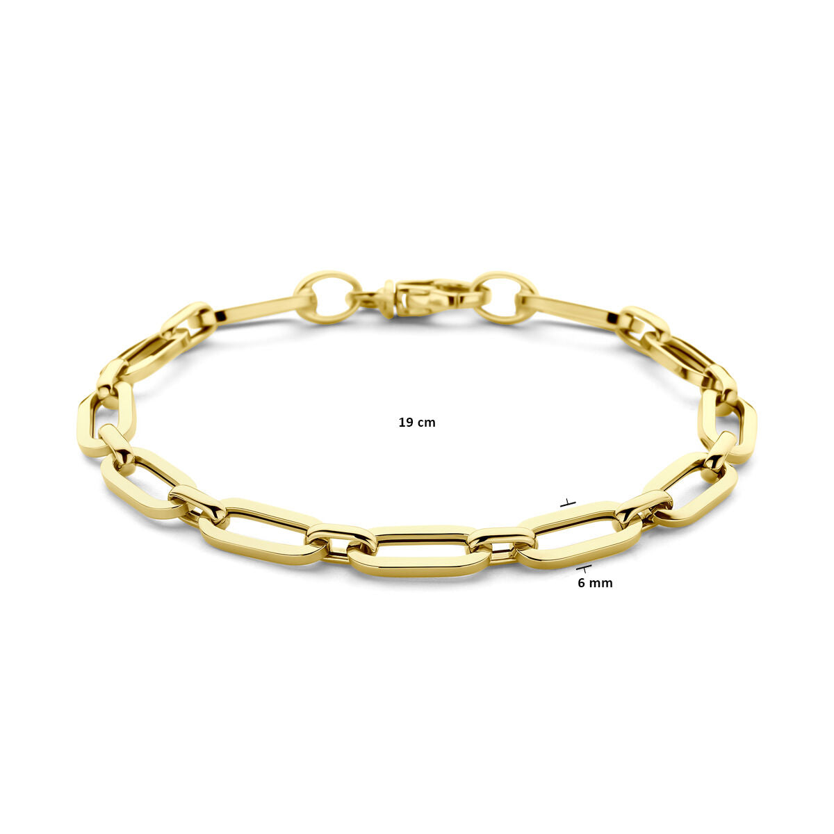 bracelet paperclip 6,0 mm 19 cm or jaune 14K