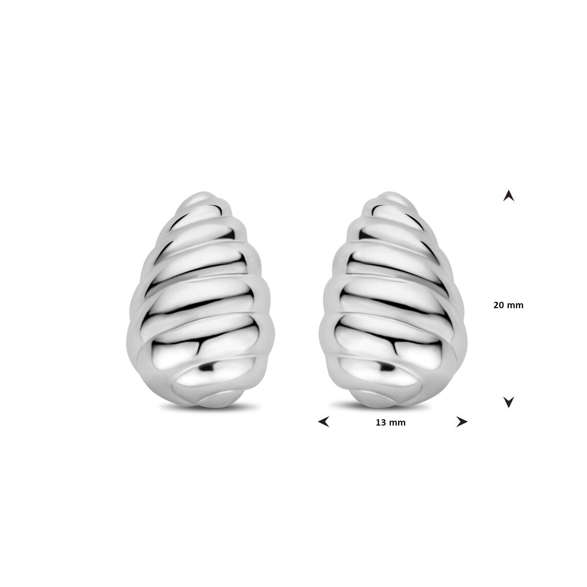puces d'oreilles goutte torsadée 20 mm argent rhodié