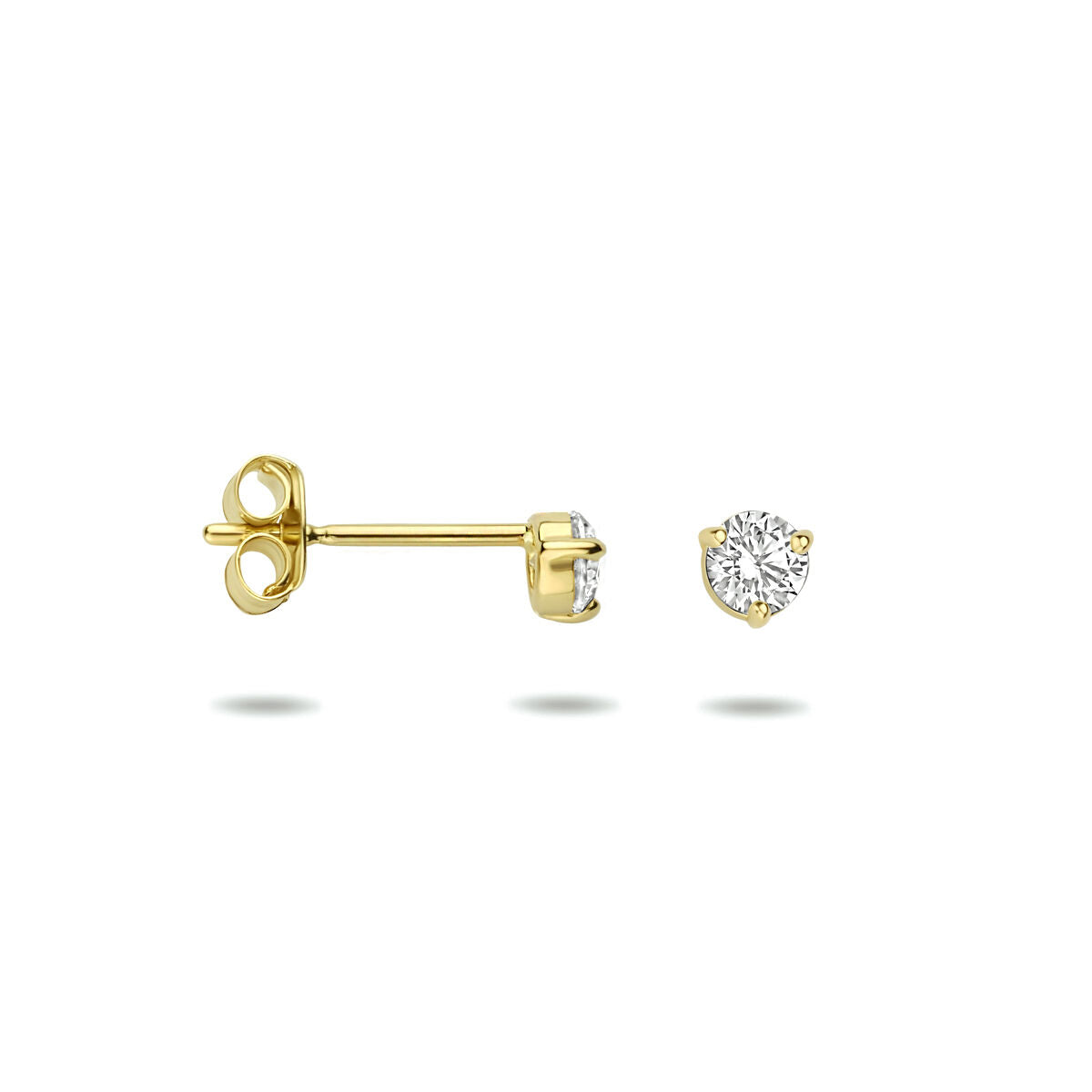 puces d'oreilles zircone 14K or jaune