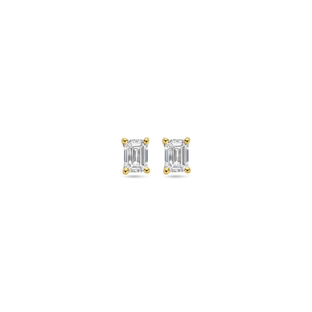 Boucles d'oreilles en or jaune 14K avec diamants lab grown de 0,5 ct (2 x 0,25 ct) en taille émeraude.