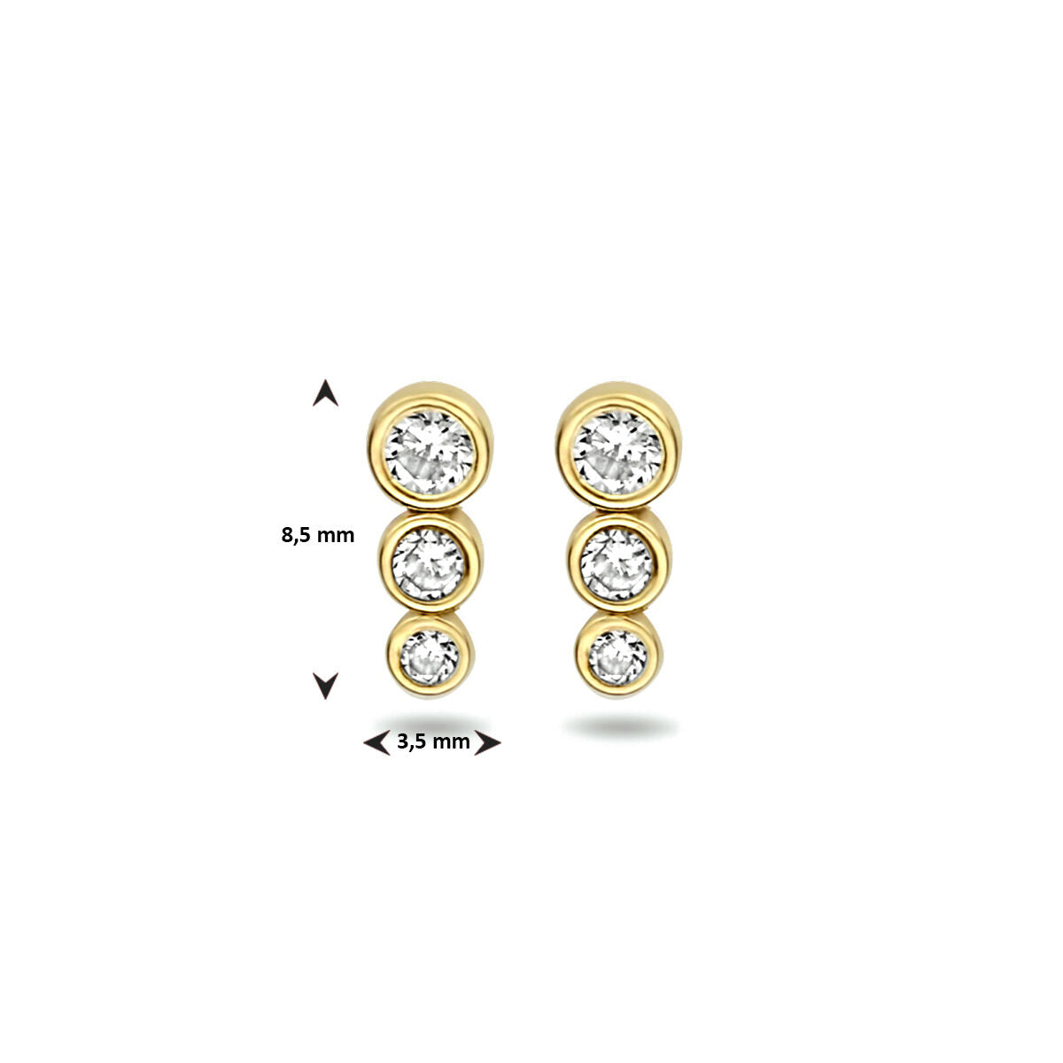 puces d'oreilles zircone 14K or jaune