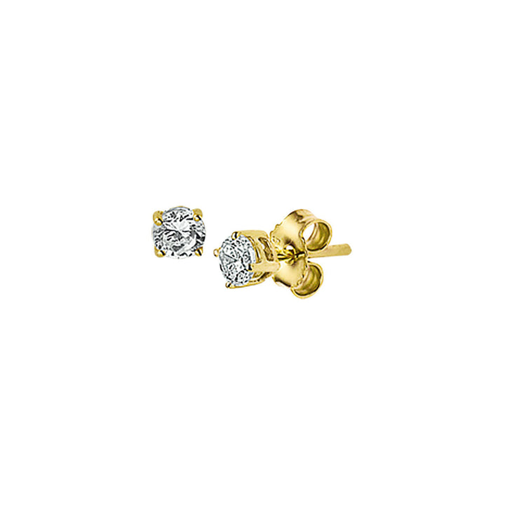 Boucles d'oreilles en or jaune 14K avec zircones, design classique et brillant.