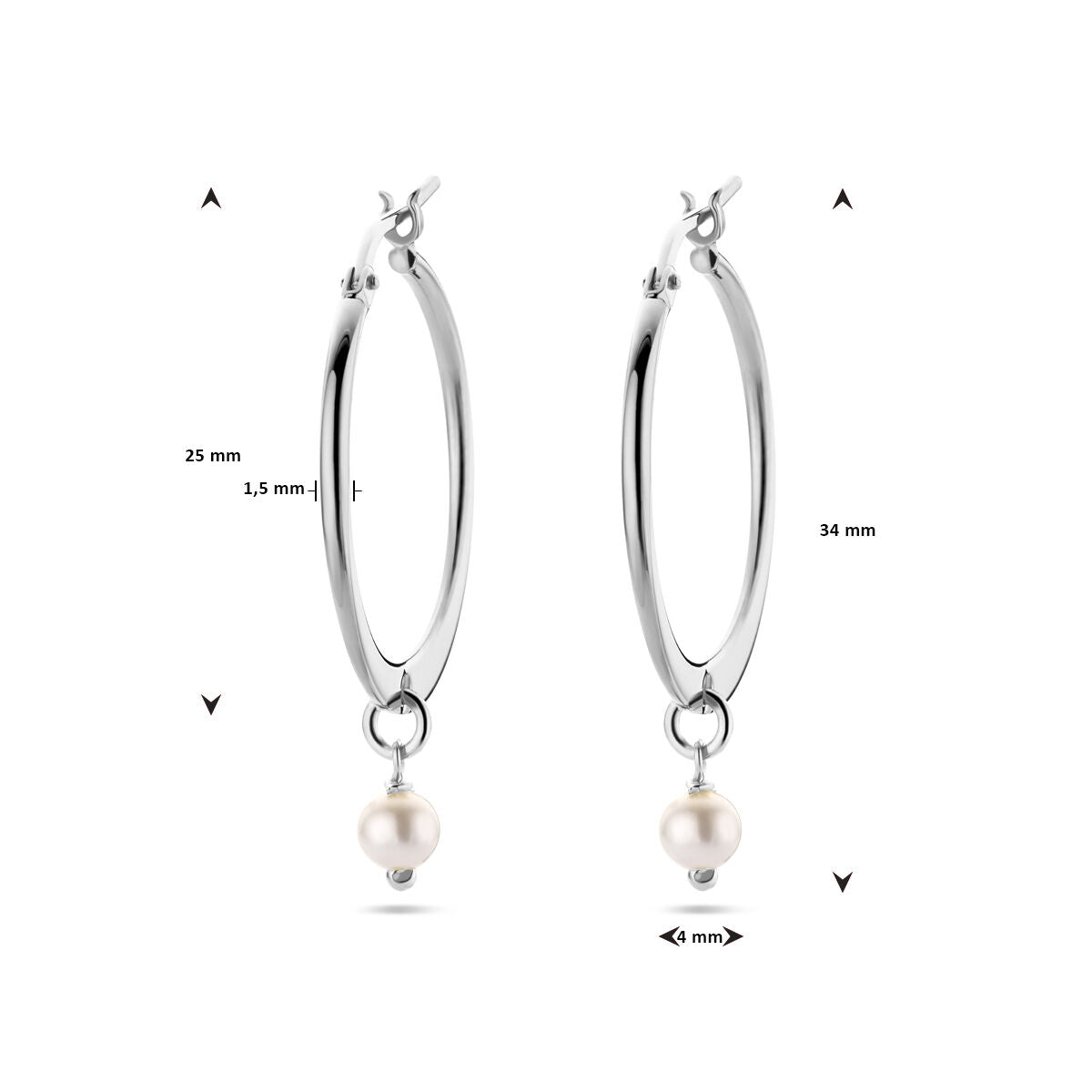 boucles d'oreilles perle synth. argent rhodié