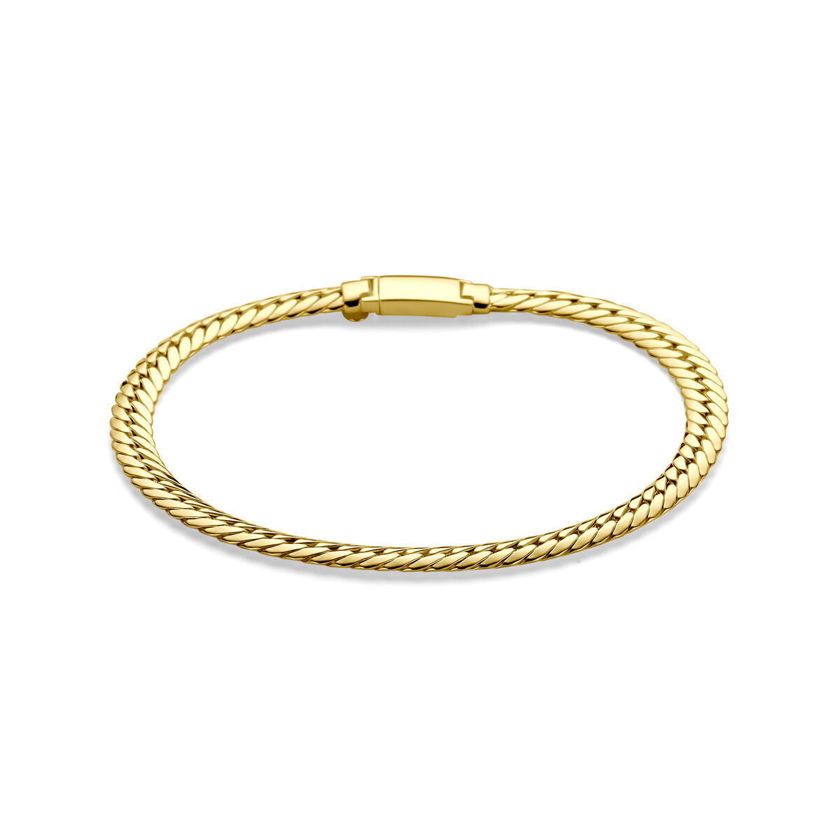 Bracelet gourmette en or jaune 14K de 5 mm et 19 cm de long.