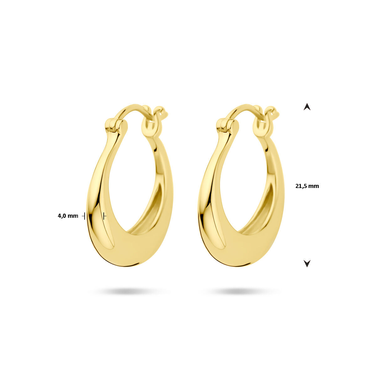 créoles tube rond 21,5 mm 1 micron argent plaqué or (jaune)