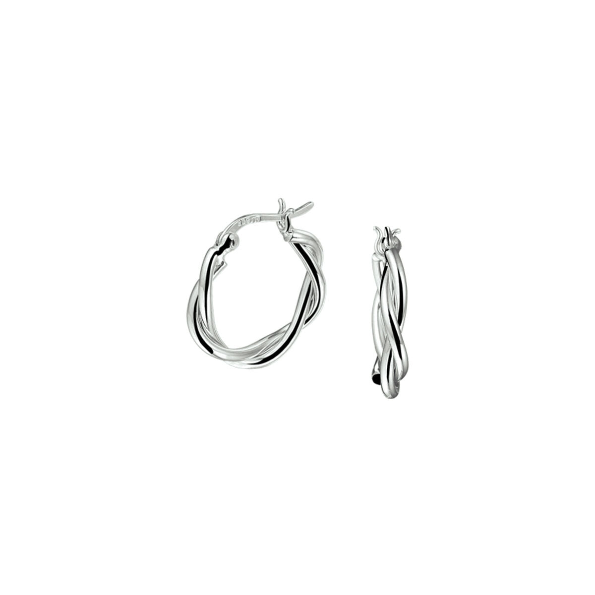 Boucles d'oreilles en argent rhodié, en forme de tubes torsadés.