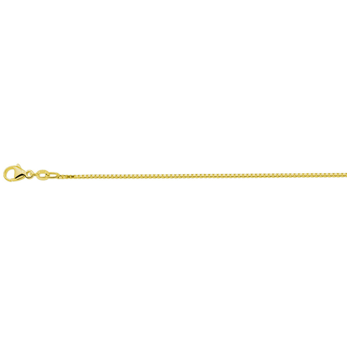 Collier van 1,1 mm met venetiaanse schakel, verguld zilver in geel met een karabijnsluiting.