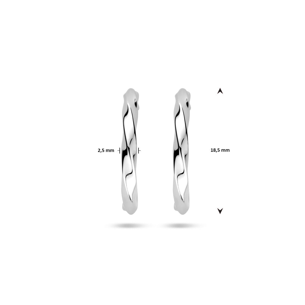 créoles torsadées 18,5 mm argent rhodié