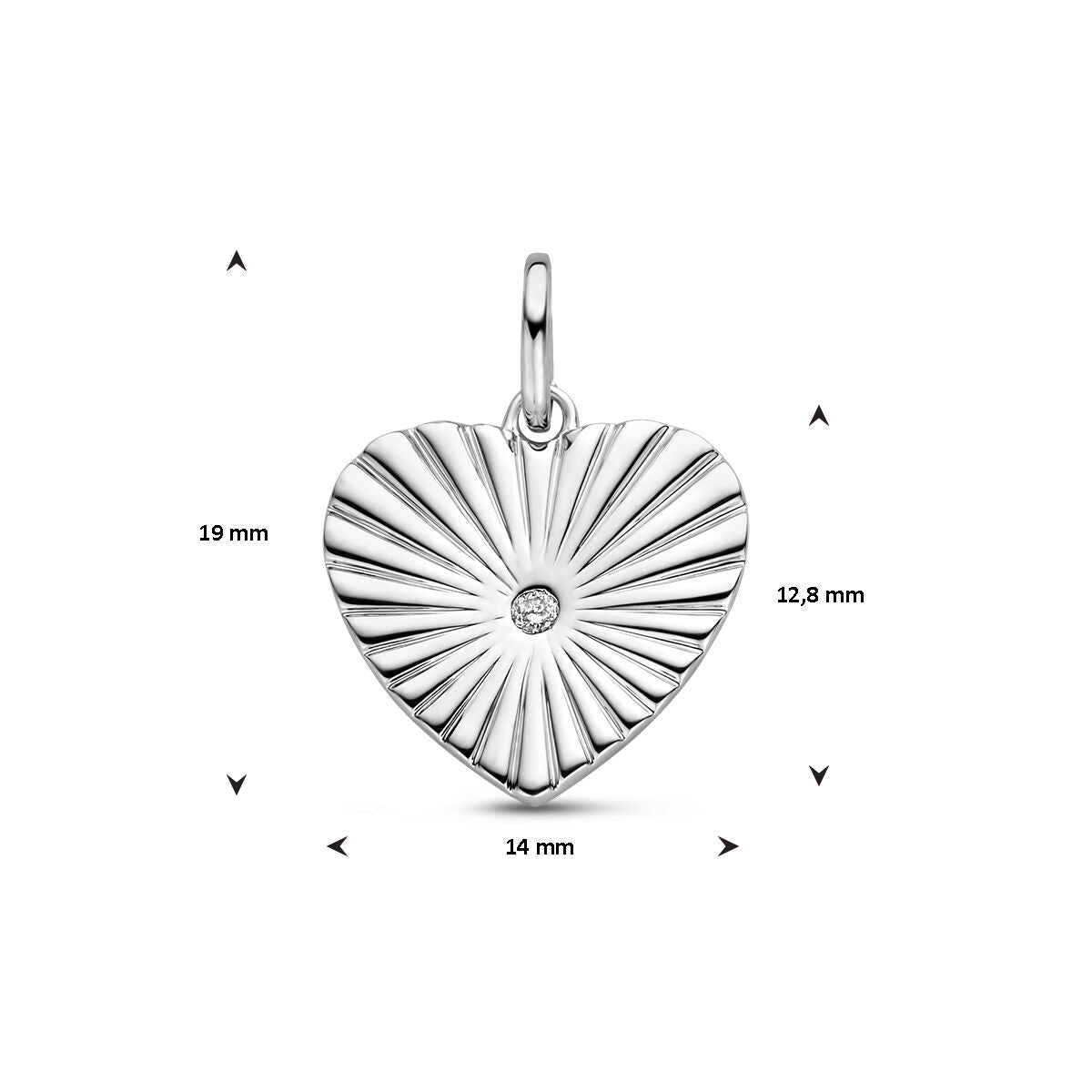 pendentif cœur diamant 0.015ct j p1 argent rhodié