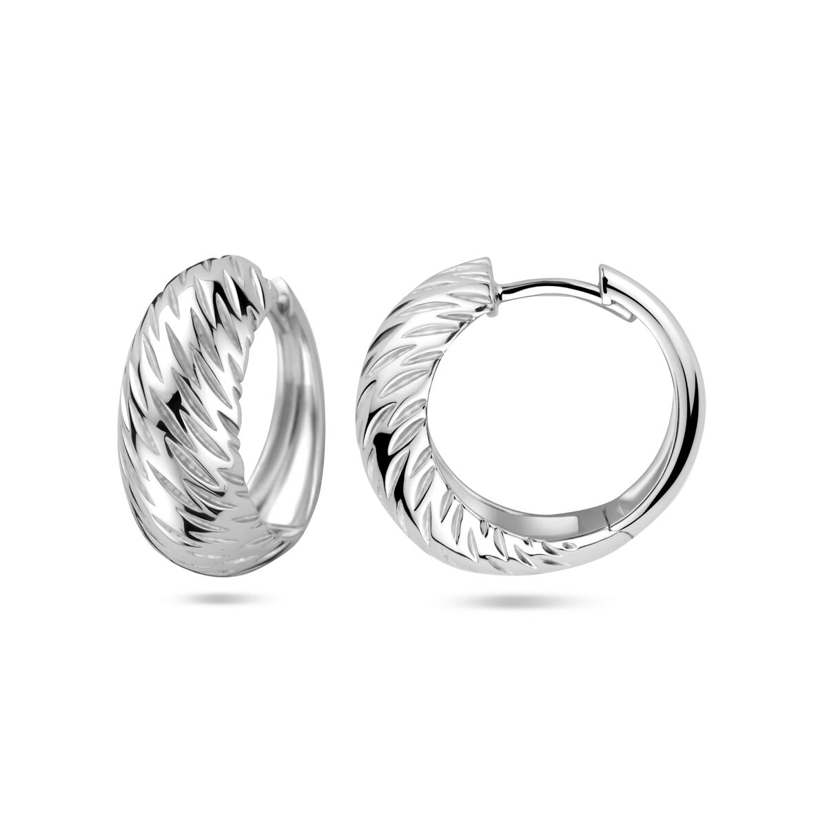 créoles poli/mat 18 mm argent rhodié