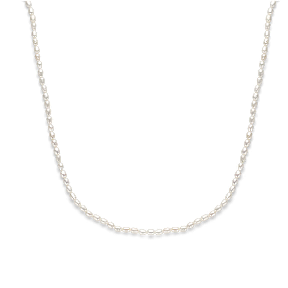 Collier en argent rhodié 925 avec perles blanches, de forme délicate et lisse.