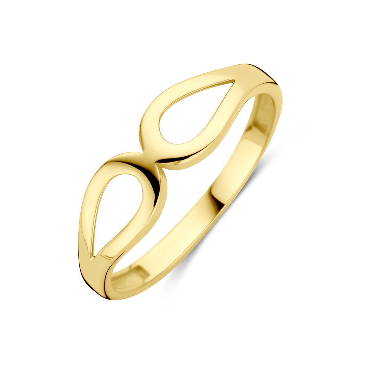 bague en or jaune 14 carats avec un design en forme de goutte d'eau.