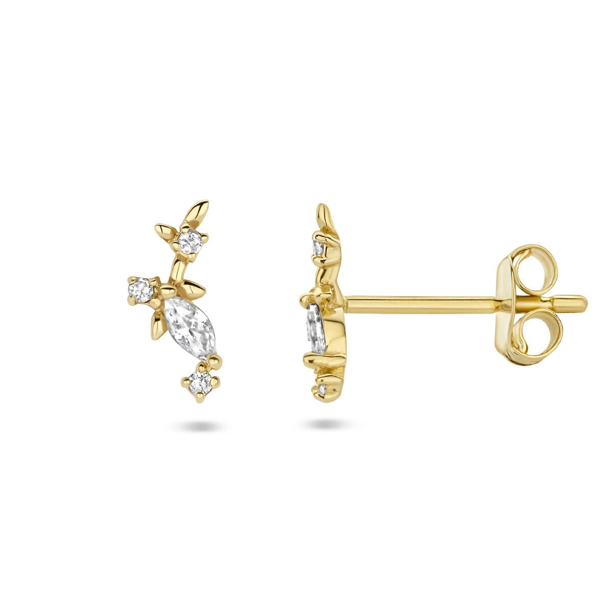 puces d'oreilles zircone 14K or jaune