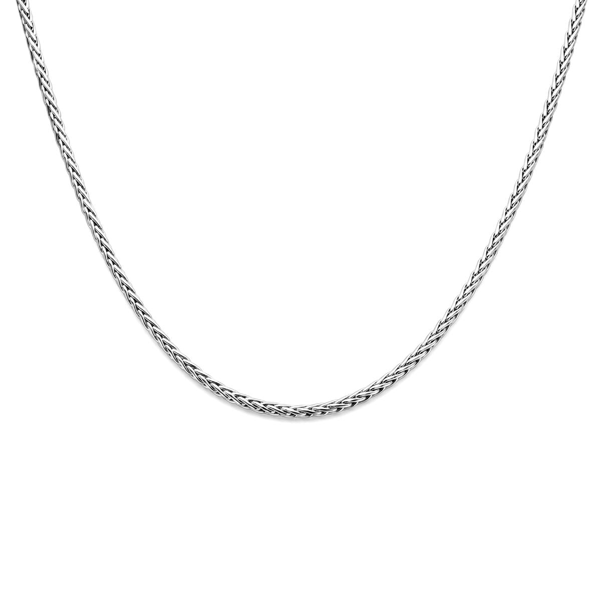 collier en argent rhodié en forme de queue de renard, avec un design torsadé.
