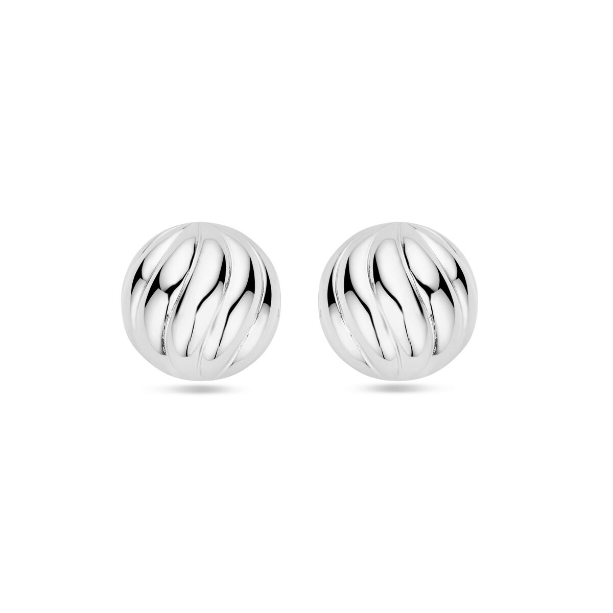 Boucles d'oreilles en argent rhodié de 14,5 mm avec un motif ondulé.
