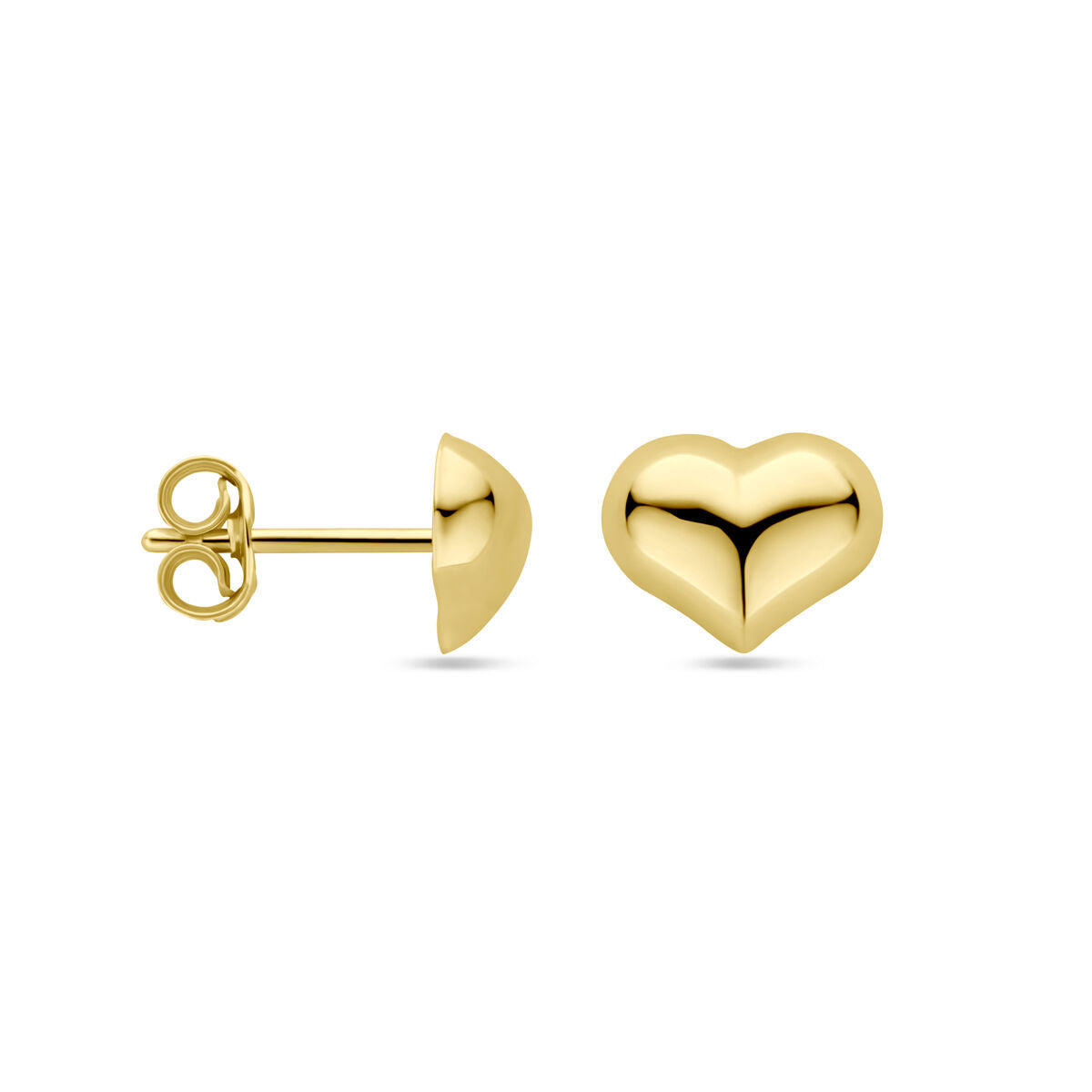 puces d'oreilles cœur 5,5 mm or jaune 14K