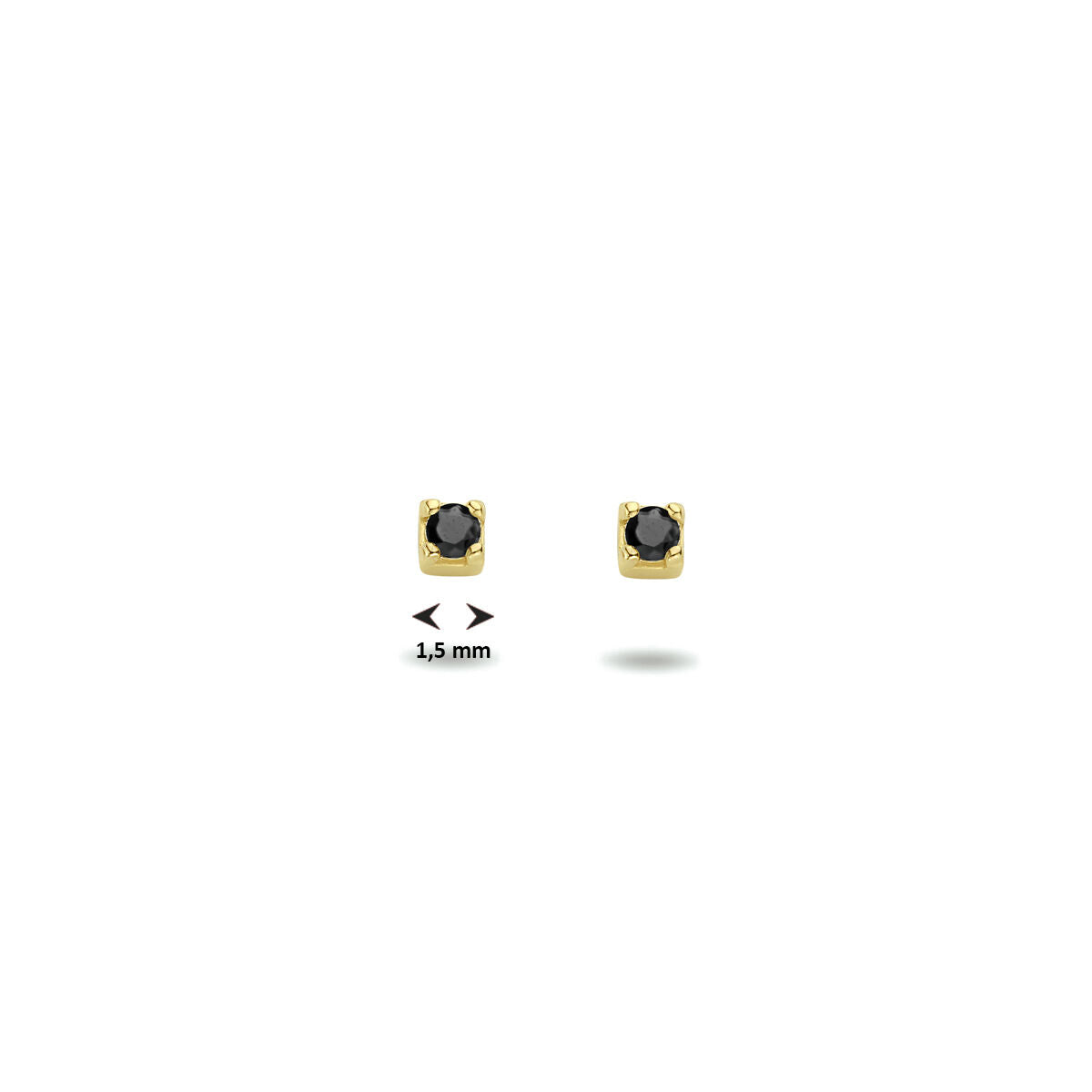 puces d'oreilles zircone noire 14K or jaune
