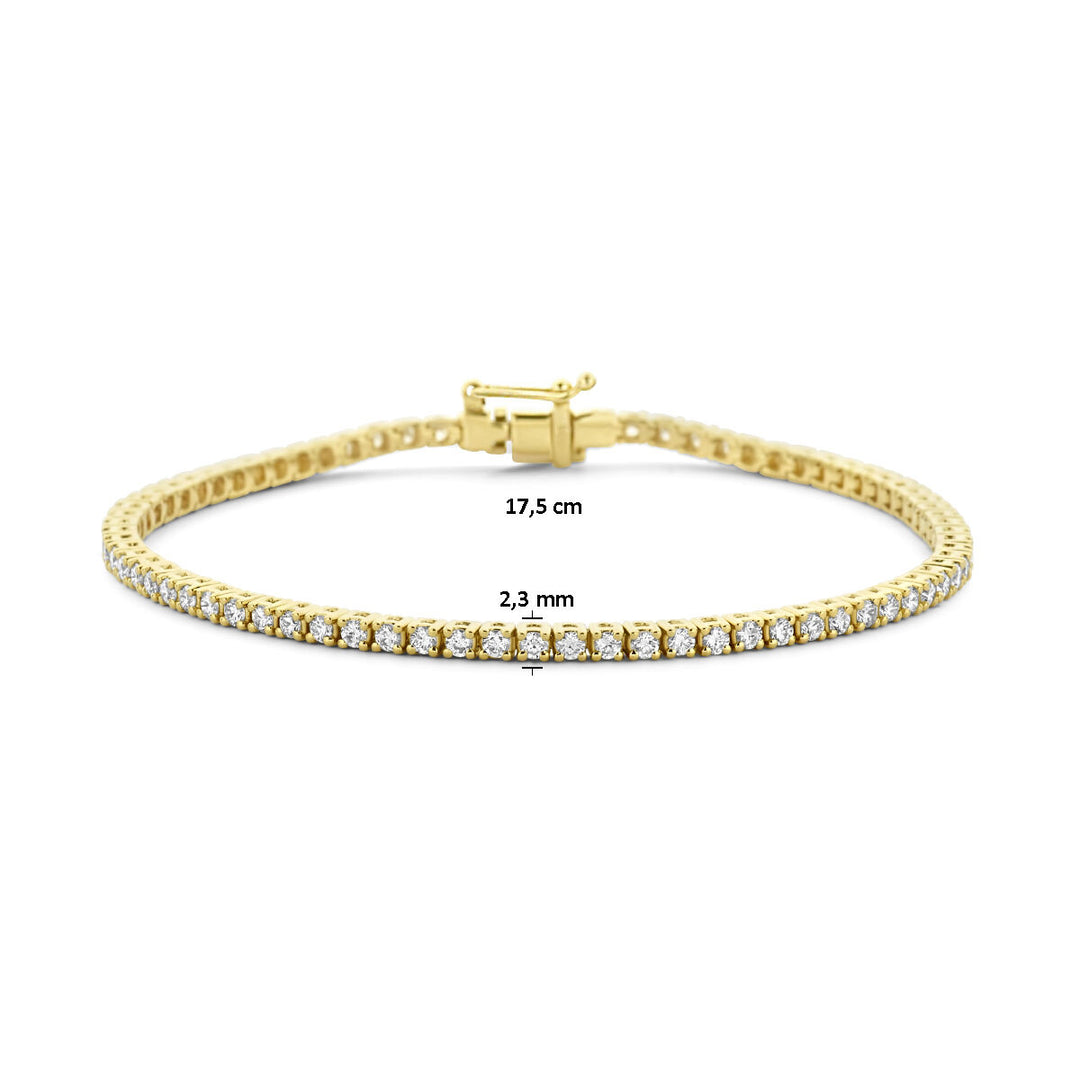 tennisarmband lab grown diamant 2.00ct g si 2,3 mm 17,5 cm 14K geelgoud