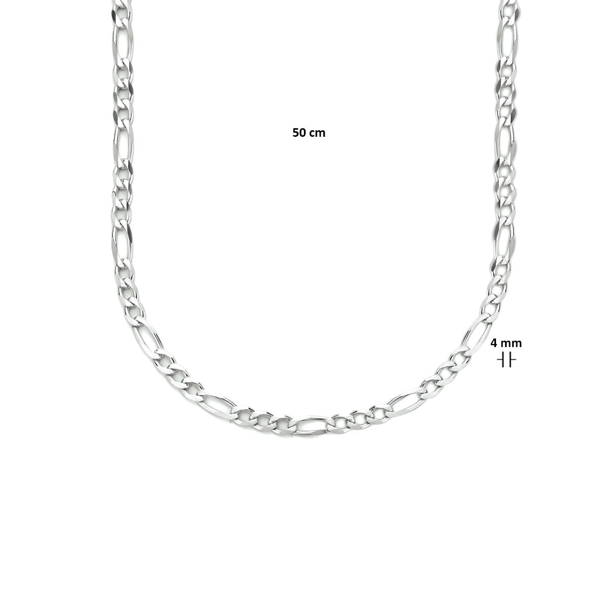 collier figaro 4,0 mm 50 cm argent rhodié
