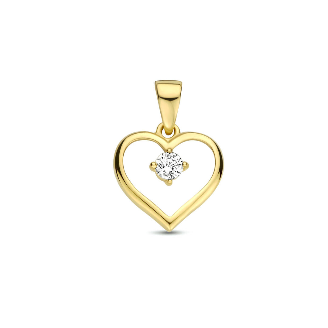 hanger hart zirkonia 14K geelgoud