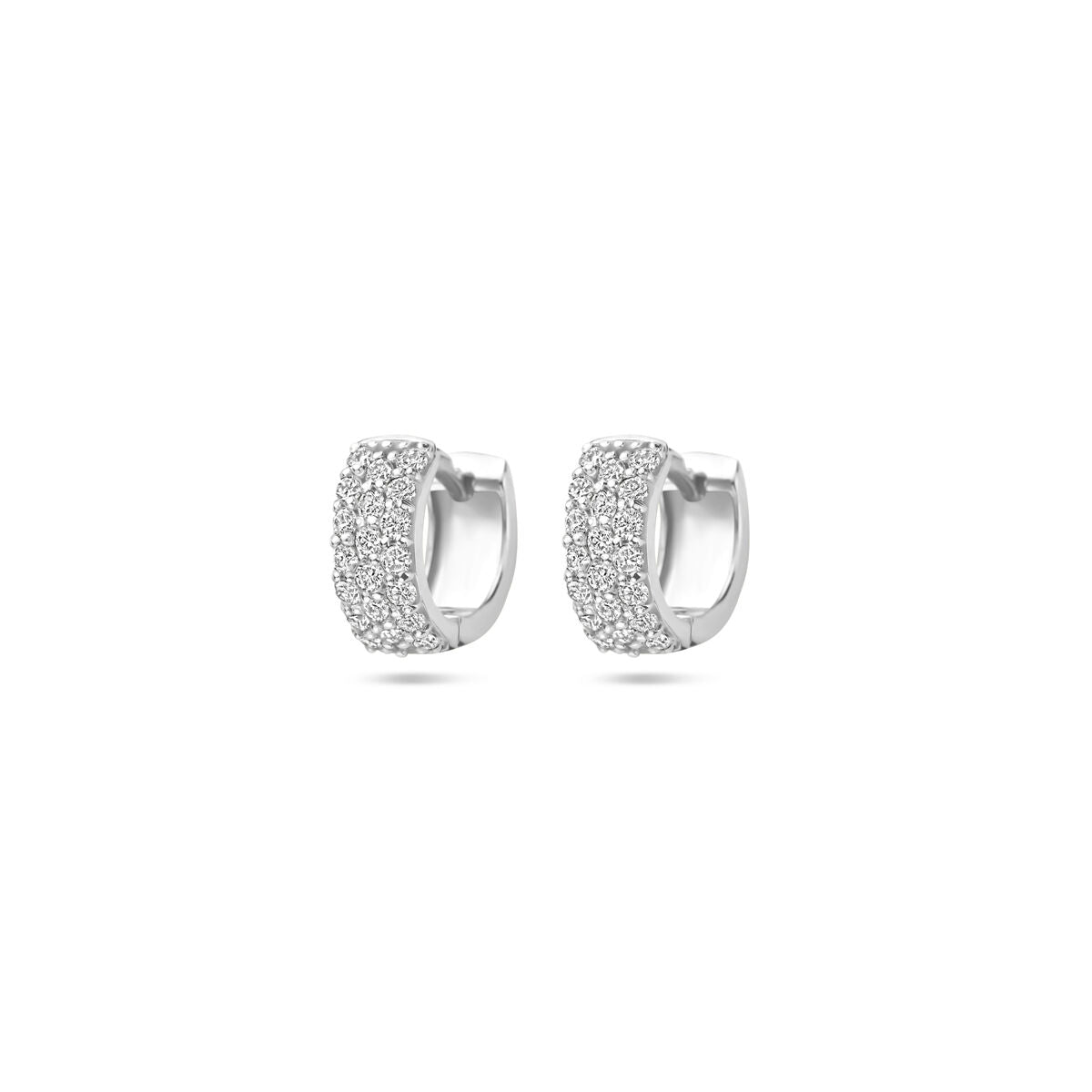 Boucles d'oreilles en or blanc 14K, ornées de diamants de 0,40 ct, forme arrondie.