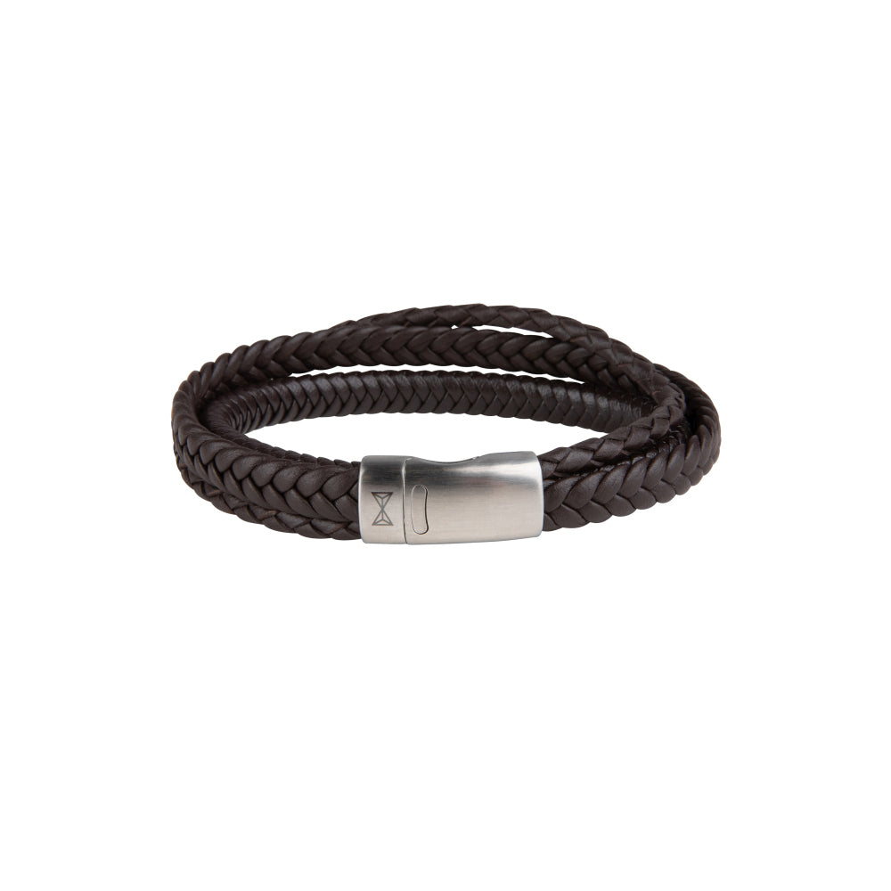 Leren armband heren - Iron Three String Brown